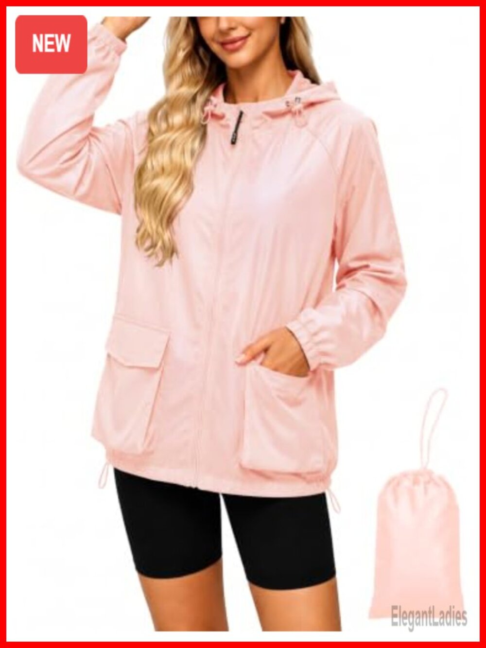 Lightweight Packable Hooded Waterproof Windbreaker Rain Jacket